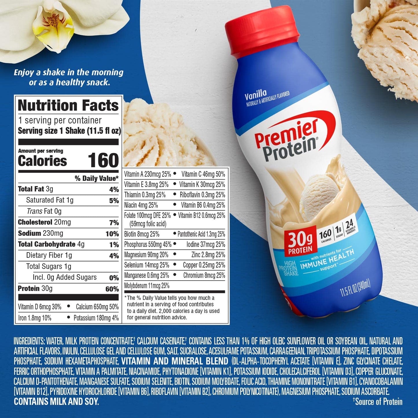 Premier Protein Shake. 30g Protein 24 Vitamins 1g Sugar Minerals Nutrients to Support Immune Health. 11.5 fl oz - Big Sale